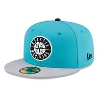 Seattle Mariners Teal Grey Visor Circle Logo New Era 59FIFTY Fitted Hat