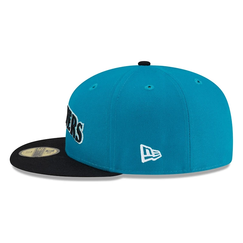 Seattle MARINERS Teal Black Visor Wordmark New Era 59FIFTY Fitted Hat