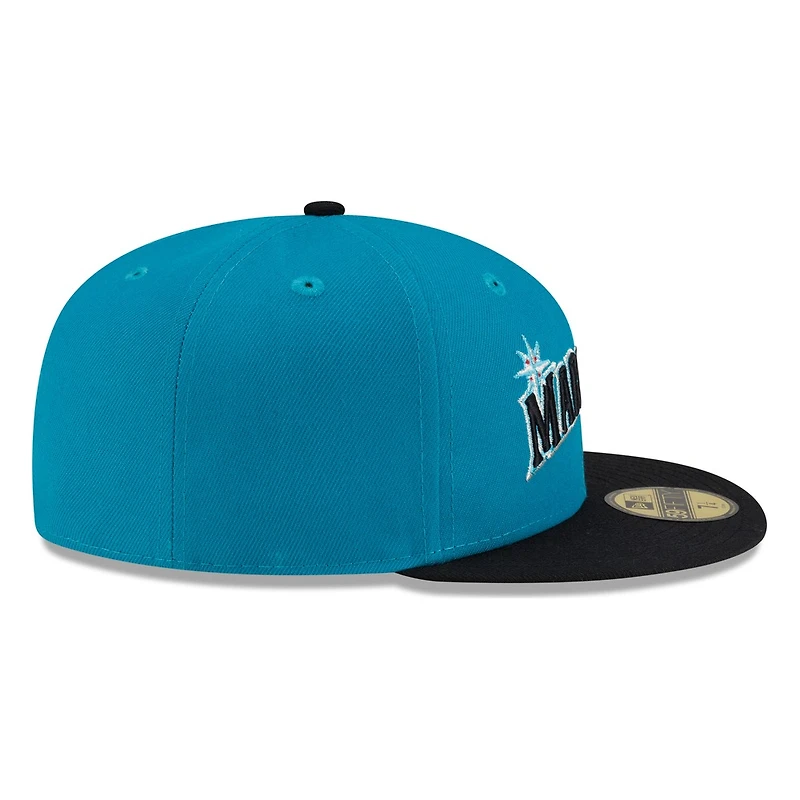 Seattle MARINERS Teal Black Visor Wordmark New Era 59FIFTY Fitted Hat