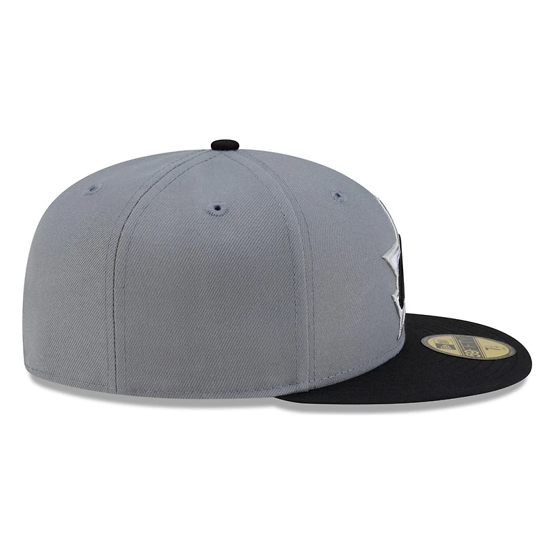 Seattle Mariners Storm Grey Black Visor Star Trident New Era 59FIFTY Fitted Hat