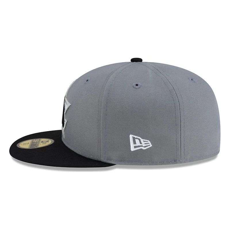 Seattle Mariners Storm Grey Black Visor Star Trident New Era 59FIFTY Fitted Hat
