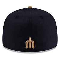 Seattle Mariners Navy Wheat Visor Star Trident New Era 59FIFTY Fitted Hat