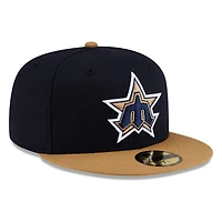 Seattle Mariners Navy Wheat Visor Star Trident New Era 59FIFTY Fitted Hat