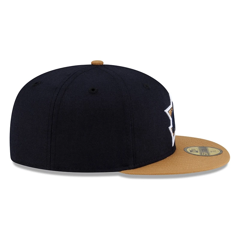 Seattle Mariners Navy Wheat Visor Star Trident New Era 59FIFTY Fitted Hat