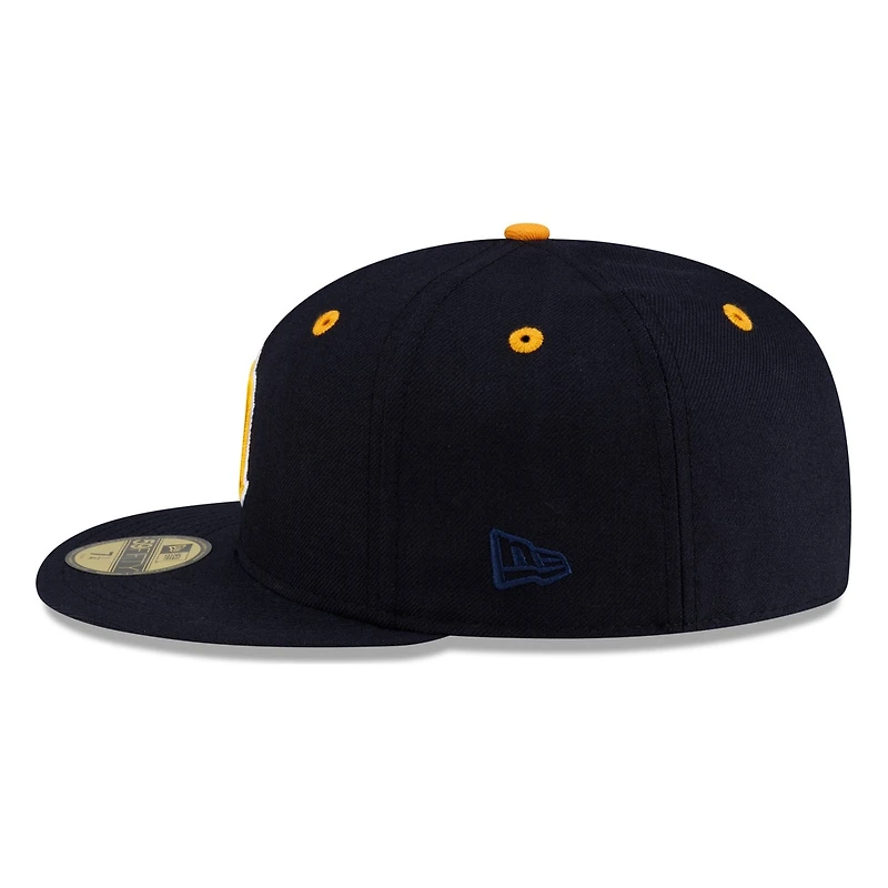Seattle Mariners Navy Gold Cooperstown Trident New Era 59FIFTY Fitted Hat