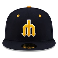 Seattle Mariners Navy Gold Cooperstown Trident New Era 59FIFTY Fitted Hat