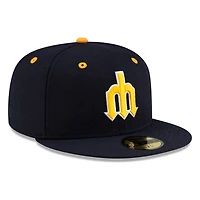 Seattle Mariners Navy Gold Cooperstown Trident New Era 59FIFTY Fitted Hat
