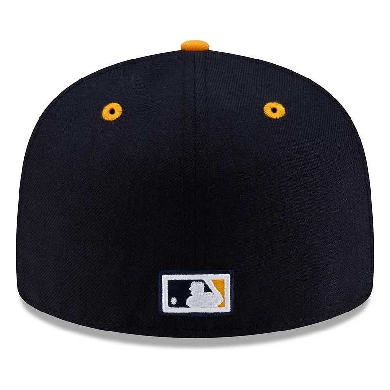 Seattle Mariners Navy Gold Cooperstown Trident New Era 59FIFTY Fitted Hat