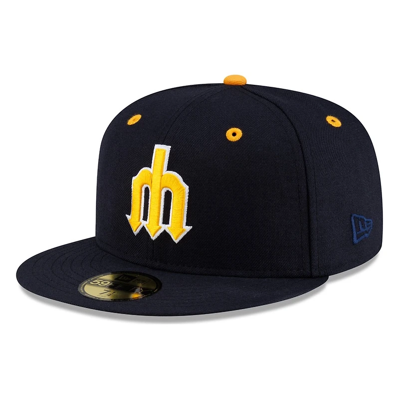 Seattle Mariners Navy Gold Cooperstown Trident New Era 59FIFTY Fitted Hat