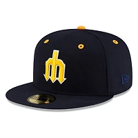 Seattle Mariners Navy Gold Cooperstown Trident New Era 59FIFTY Fitted Hat
