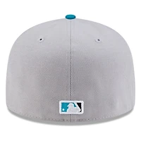 Seattle Mariners Grey Aqua Visor Circle Logo New Era 59FIFTY Fitted Hat