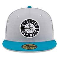Seattle Mariners Grey Aqua Visor Circle Logo New Era 59FIFTY Fitted Hat