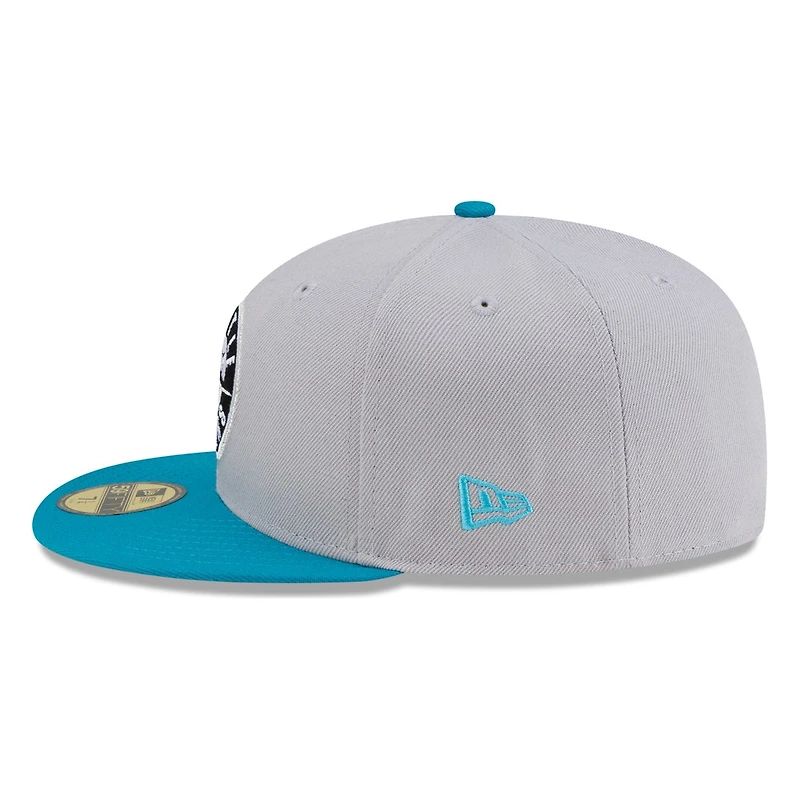 Seattle Mariners Grey Aqua Visor Circle Logo New Era 59FIFTY Fitted Hat