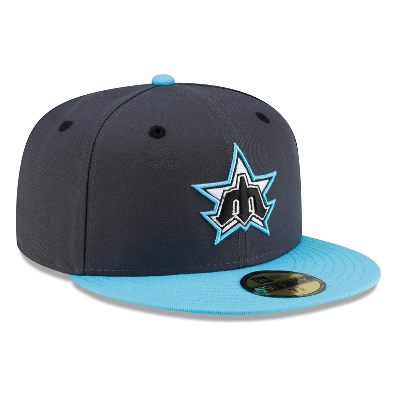 Seattle Mariners Graphite Vice Blue Visor Star Trident New Era 59FIFTY Fitted Hat