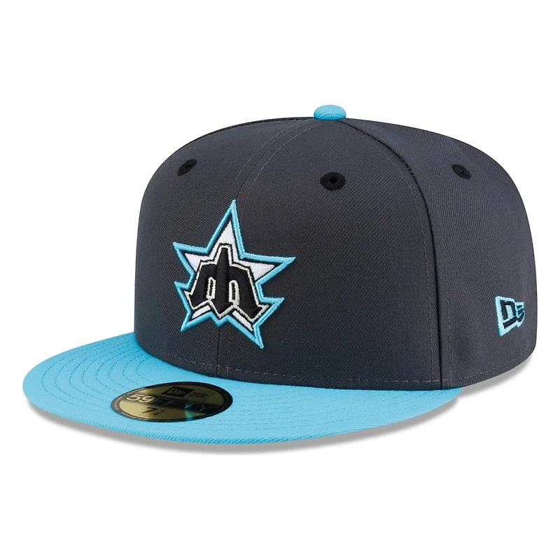 Seattle Mariners Graphite Vice Blue Visor Star Trident New Era 59FIFTY Fitted Hat