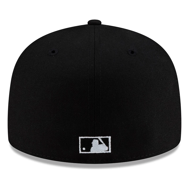 Seattle mariners Black White Outline Lowercase Wordmark New Era 59FIFTY Fitted Hat