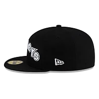 Seattle mariners Black White Outline Lowercase Wordmark New Era 59FIFTY Fitted Hat