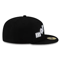 Seattle mariners Black White Outline Lowercase Wordmark New Era 59FIFTY Fitted Hat