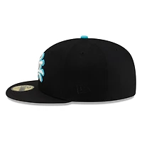Seattle Mariners Black Teal Japanese Kanji Characters New Era 59FIFTY Fitted Hat