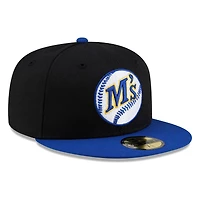 Seattle Mariners Black Royal Visor M's Baseball Logo Throwback New Era 59FIFTY Fitted Hat