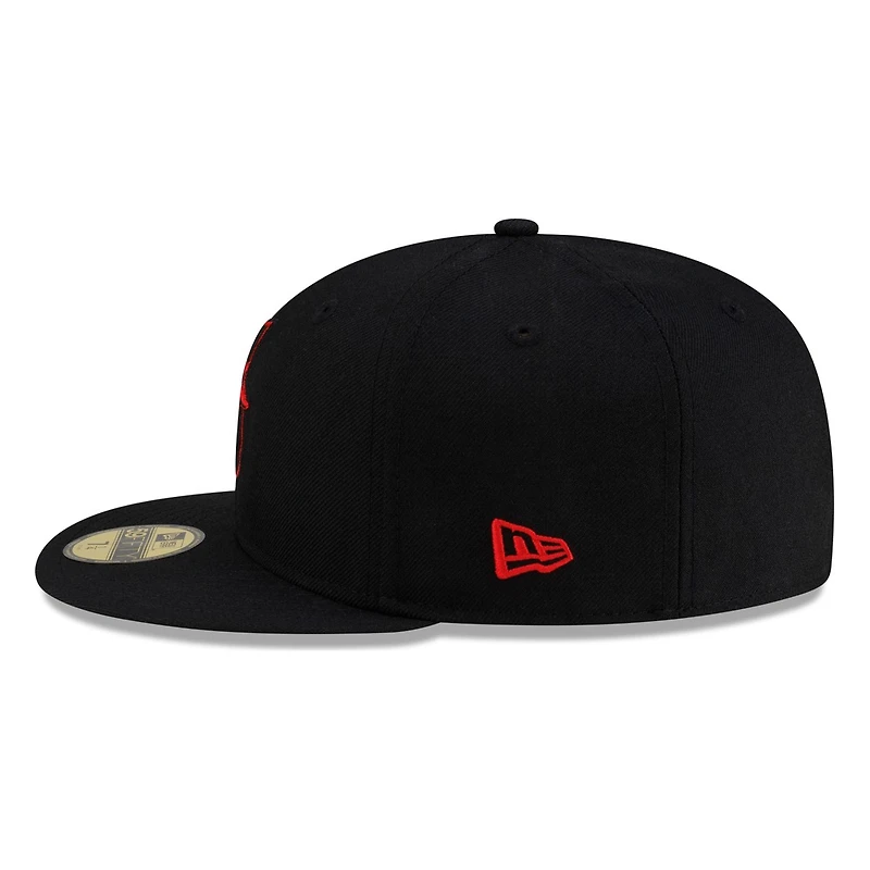 Seattle Mariners Black Red Pop "S" Compass Logo New Era 59FIFTY Fitted Hat