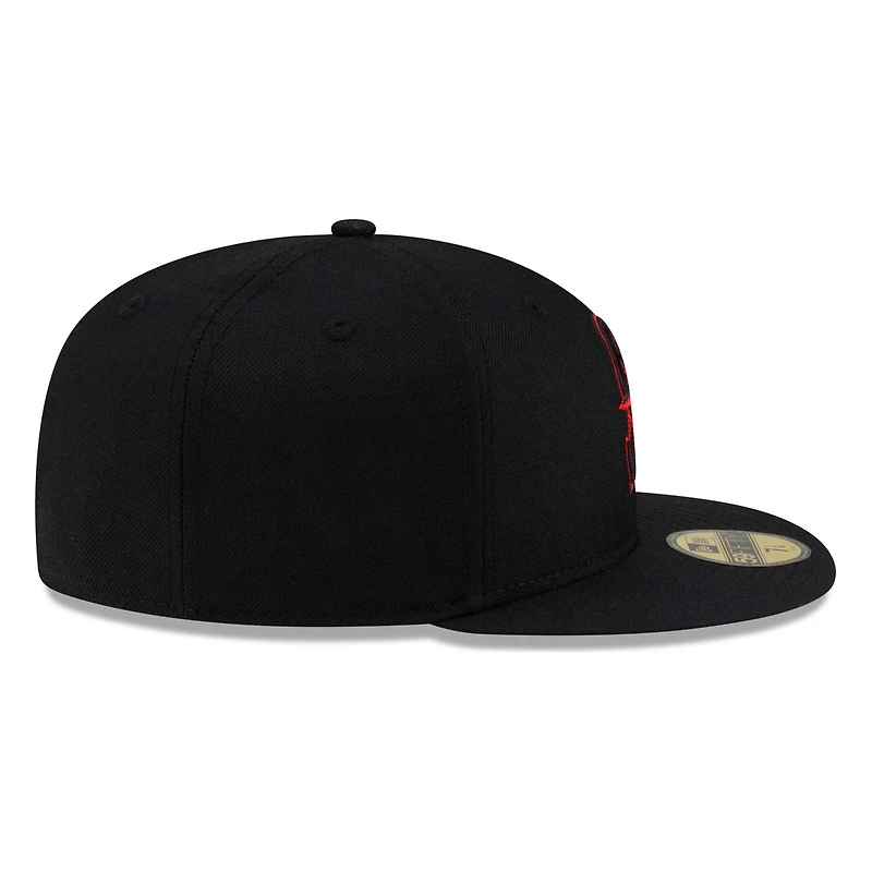 Seattle Mariners Black Red Pop "S" Compass Logo New Era 59FIFTY Fitted Hat