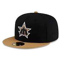Seattle Mariners Black Brown Visor Star Trident Throwback New Era 59FIFTY Fitted Hat