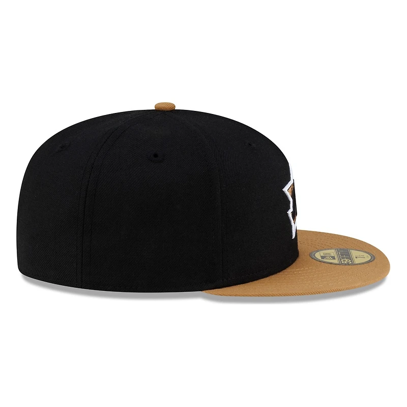 Seattle Mariners Black Brown Visor Star Trident Throwback New Era 59FIFTY Fitted Hat