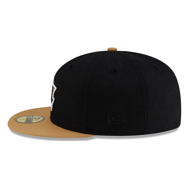 Seattle Mariners Black Brown Visor Star Trident Throwback New Era 59FIFTY Fitted Hat