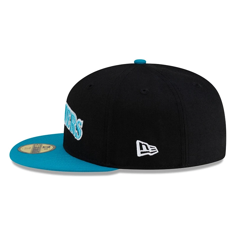 Seattle MARINERS Black Aqua Visor Wordmark New Era 59FIFTY Fitted Hat