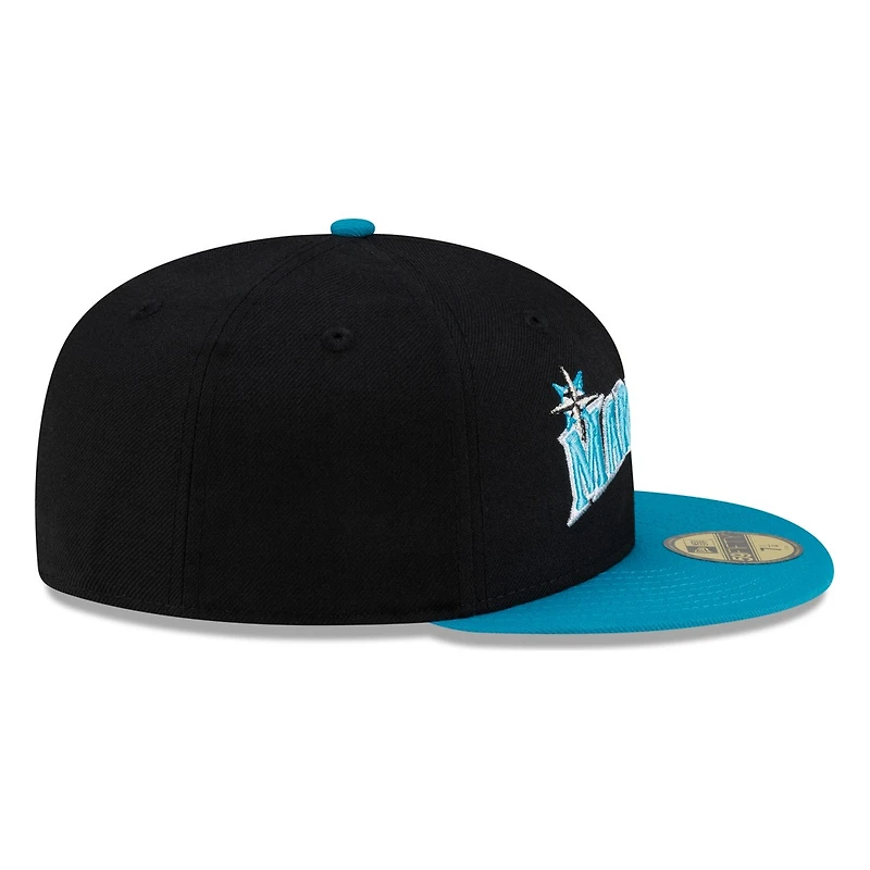 Seattle MARINERS Black Aqua Visor Wordmark New Era 59FIFTY Fitted Hat