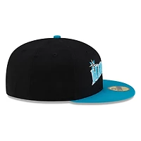 Seattle MARINERS Black Aqua Visor Wordmark New Era 59FIFTY Fitted Hat