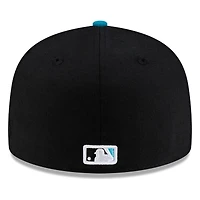 Seattle MARINERS Black Aqua Visor Wordmark New Era 59FIFTY Fitted Hat