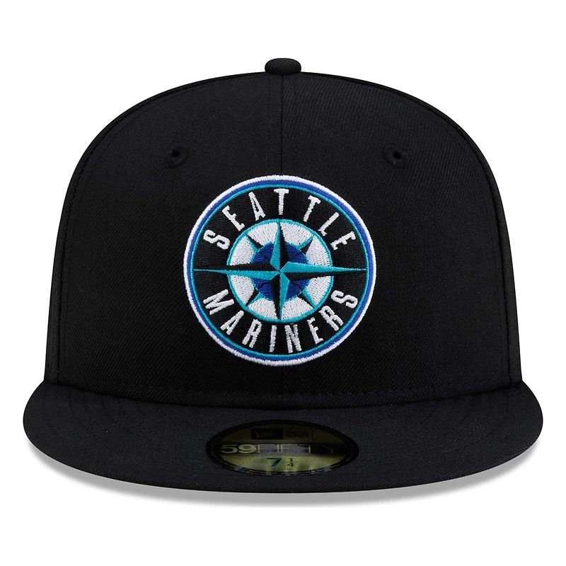 Seattle Mariners Black 30th Anniversary Patch Circle Logo New Era 59FIFTY Fitted Hat
