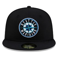 Seattle Mariners Black 30th Anniversary Patch Circle Logo New Era 59FIFTY Fitted Hat