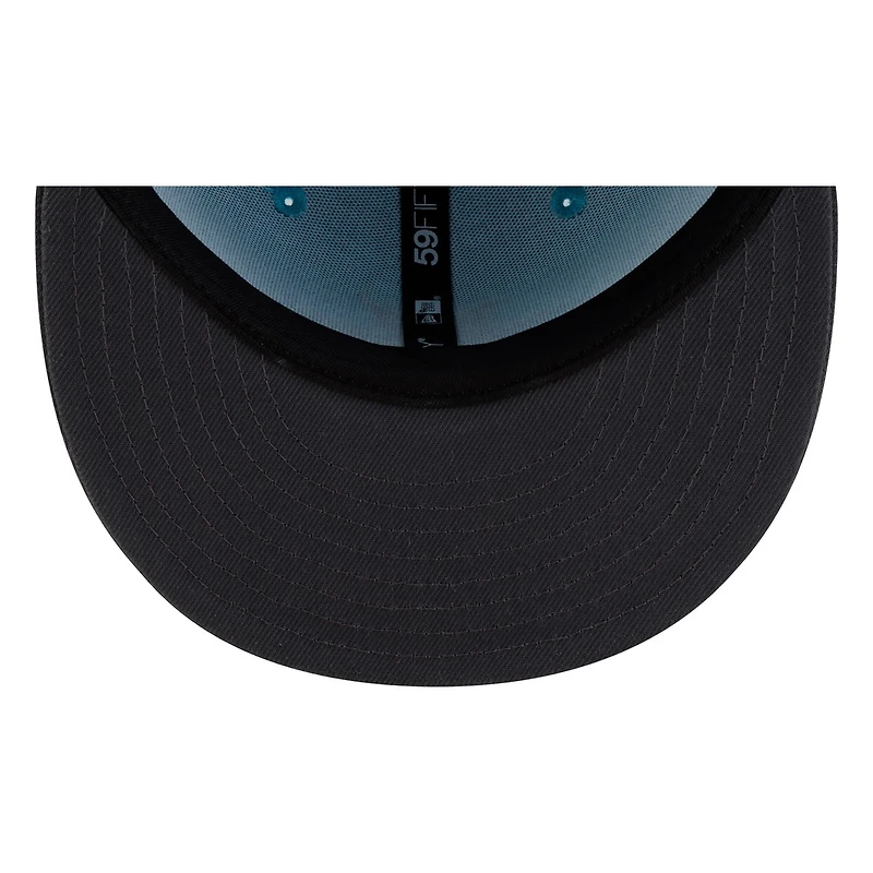 Seattle Mariners Aqua Black Visor Circle Logo New Era 59FIFTY Fitted Hat