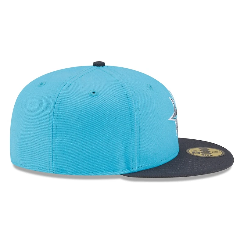 Seattle Mariners Aqua Black Visor Circle Logo New Era 59FIFTY Fitted Hat