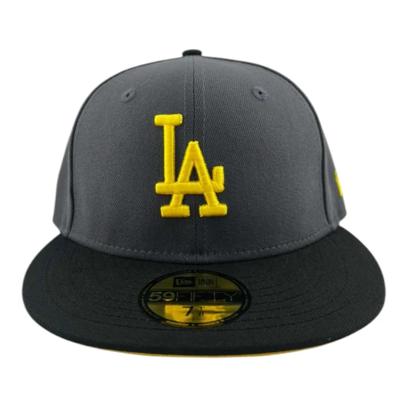Los Angeles Dodgers Graphite and Black Yellow Prism Collection New Era 59FIFTY Fitted Hat
