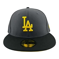 Los Angeles Dodgers Graphite and Black Yellow Prism Collection New Era 59FIFTY Fitted Hat