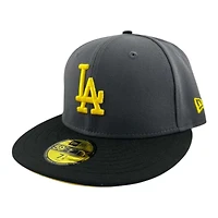 Los Angeles Dodgers Graphite and Black Yellow Prism Collection New Era 59FIFTY Fitted Hat