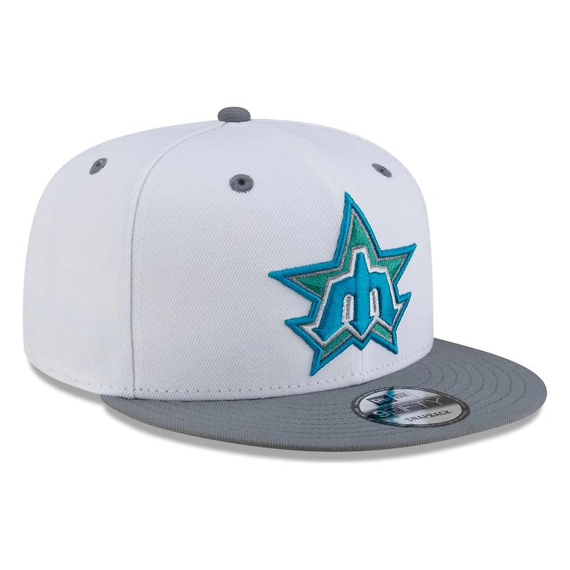 Seattle Mariners White Storm Grey Visor Star Trident New Era 9FIFTY Snapback Hat