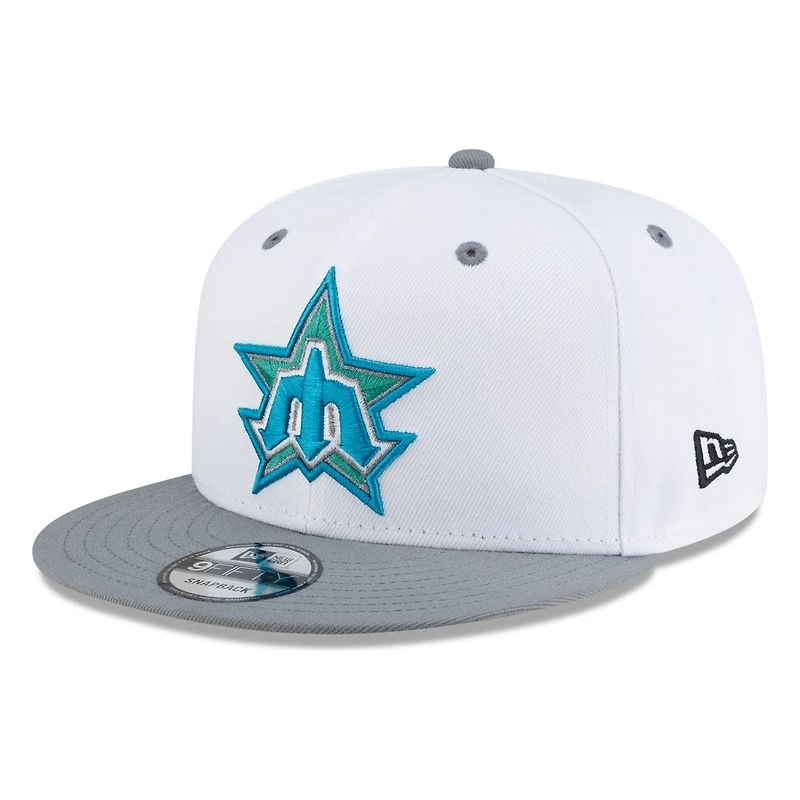 Seattle Mariners White Storm Grey Visor Star Trident New Era 9FIFTY Snapback Hat