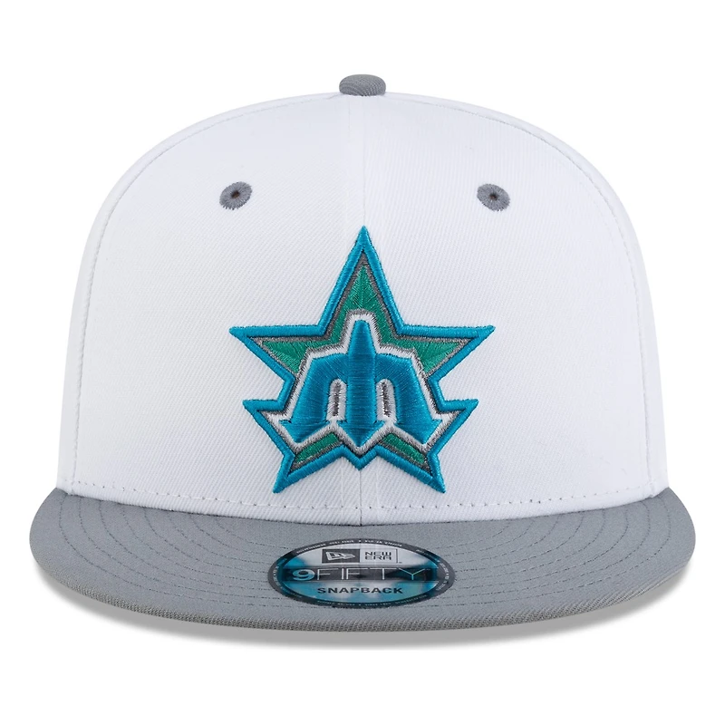 Seattle Mariners White Storm Grey Visor Star Trident New Era 9FIFTY Snapback Hat