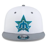Seattle Mariners White Storm Grey Visor Star Trident New Era 9FIFTY Snapback Hat