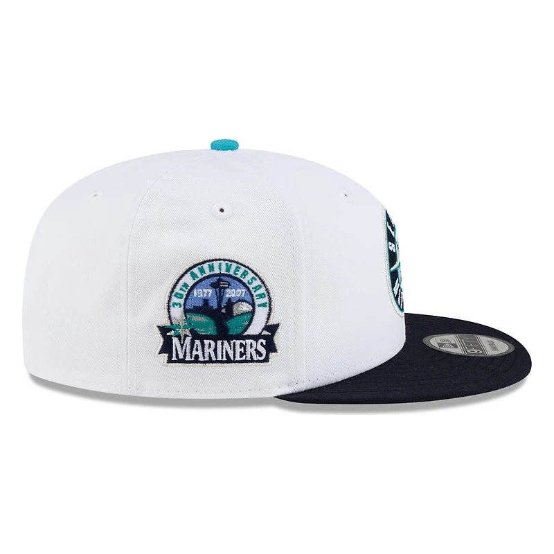Seattle Mariners White Navy Visor Circle Logo New Era 9FIFTY Snapback Hat