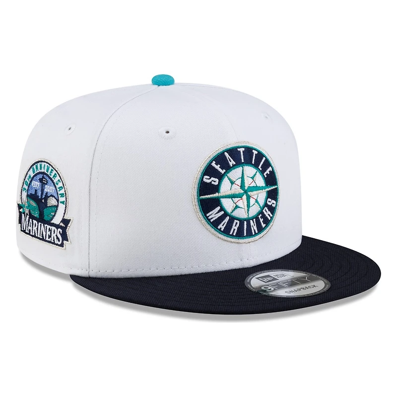 Seattle Mariners White Navy Visor Circle Logo New Era 9FIFTY Snapback Hat