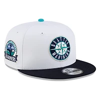 Seattle Mariners White Navy Visor Circle Logo New Era 9FIFTY Snapback Hat