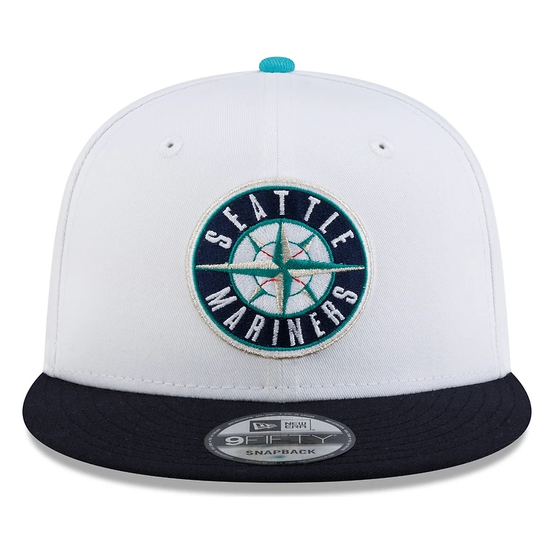 Seattle Mariners White Navy Visor Circle Logo New Era 9FIFTY Snapback Hat