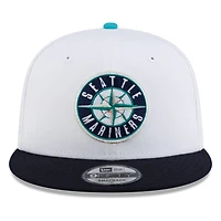Seattle Mariners White Navy Visor Circle Logo New Era 9FIFTY Snapback Hat