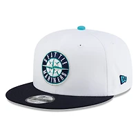 Seattle Mariners White Navy Visor Circle Logo New Era 9FIFTY Snapback Hat